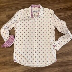 Robert Graham Patterned Button-Up Shirt Dobby Cotton Designer Boys Size XL‎